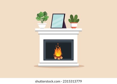 Potted plants for the interior. Interior concept. Contact information. Colored flat vector illustration.