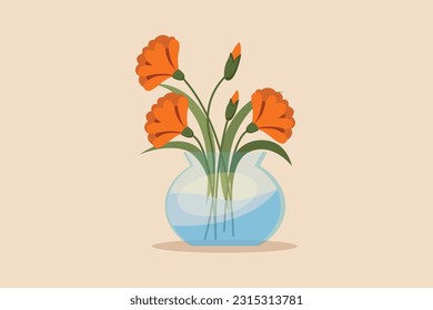 Potted plants for the interior. Interior concept. Contact information. Colored flat vector illustration.