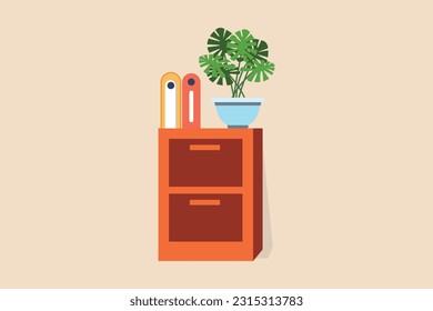 Potted plants for the interior. Interior concept. Contact information. Colored flat vector illustration.
