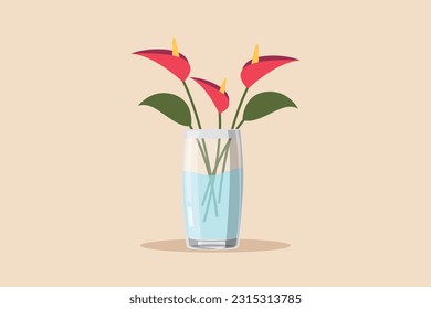 Potted plants for the interior. Interior concept. Contact information. Colored flat vector illustration.