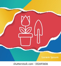 Potted plants line icon 
