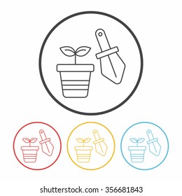 Potted plants line icon 