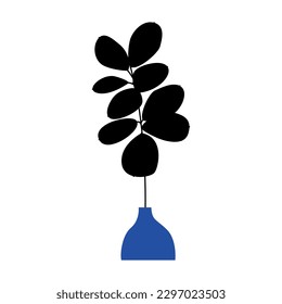 Potted plants set. Interior houseplants in planters, baskets, flowerpots. Home indoor green decor. Different succulents, foliage. Flat graphic vector illustrations isolated on white background