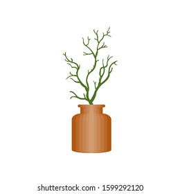 Potted plants without leaves. Vector illustration for interior decoration