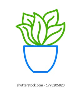 Potted succulent outline design. Cactus illustration isolated on white background