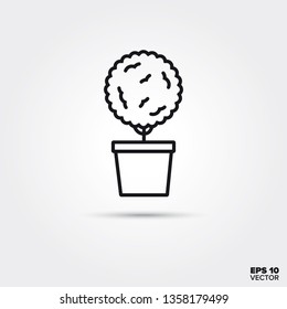 Potted Topiary Line Icon. EPS 10 Vector Symbol.