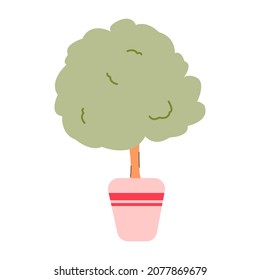 Árbol protegido.Ilustración plana.Vector sobre fondo blanco.
