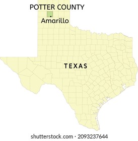 Potter County And City Of Amarillo Location On Texas State Map