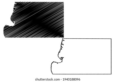 Potter County, State of South Dakota (U.S. county, United States of America) map vector illustration, scribble sketch Potter map