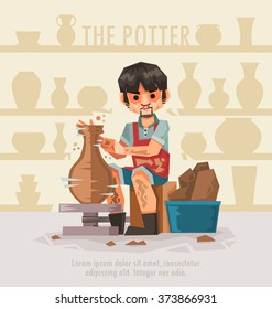 The potter makes clay of the pot, Vector illustration