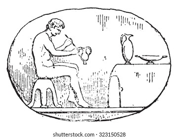 Potter, vintage engraved illustration.
