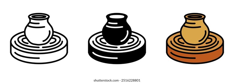 Potter's Wheel Icon, A rotating device used by potters to shape and mold clay into ceramic pieces, such as bowls or vases.