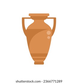 Pottery amphora icon flat vector. Ancient vase. Ceramic pot isolated
