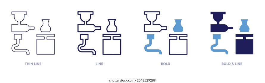 Pottery appreciation icon in 4 different styles. Thin Line, Line, Bold, and Bold Line. Duotone style. Editable stroke.