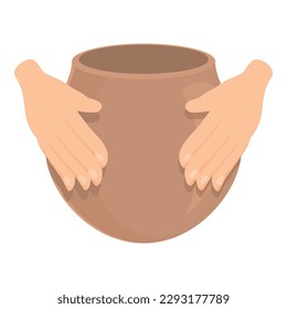 Vector de caricatura de icono de arte de alfarería. Arcilla del taller. Clase de rueda