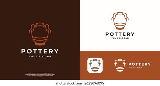 pottery art in line style logo design.
