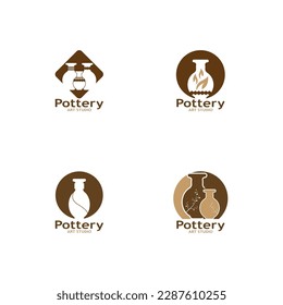 Pottery Art Studio Logo Vector Template Illustration