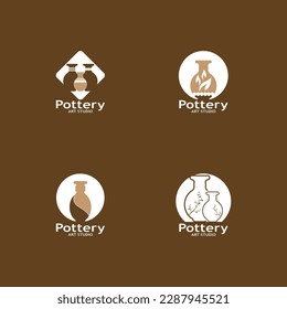 Pottery Art Studio Logo Vector Template Illustration
