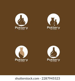 Pottery Art Studio Logo Vector Template Illustration