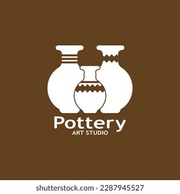 Pottery Art Studio Logo Vector Template Illustration