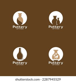Illustration von Vektorgrafiken-Vorlagen für Pottery Art Studio-Logos