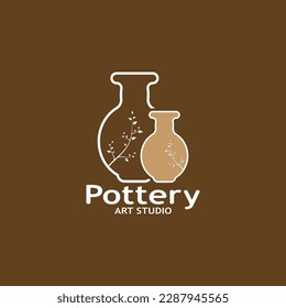 Pottery Art Studio Logo Vector Template Illustration