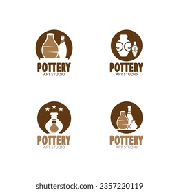 Illustration von Vektorgrafiken-Vorlagen für Pottery Art Studio-Logos