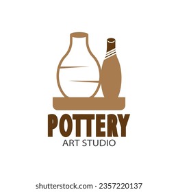Pottery Art Studio Logo Vector Template Illustration