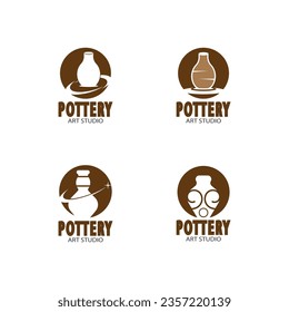 Pottery Art Studio Logo Vector Template Illustration