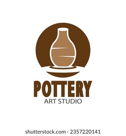 Pottery Art Studio Logo Vector Template Illustration
