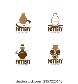 Pottery Art Studio Logo Vector Template Illustration