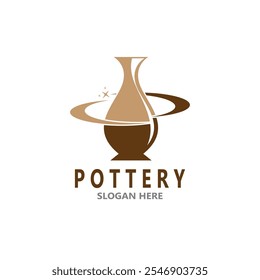 Pottery art studio vector template illustration