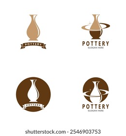 Pottery art studio vector template illustration