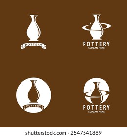 Pottery art studio vector template illustration