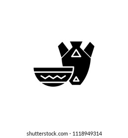 Pottery black icon concept. Pottery flat  vector symbol, sign, illustration.