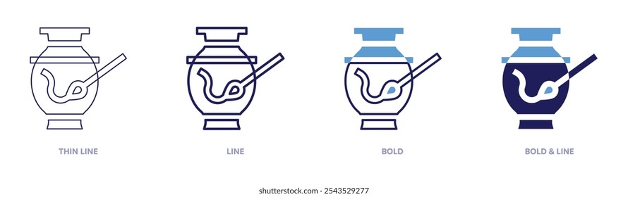 Pottery brushwork icon in 4 different styles. Thin Line, Line, Bold, and Bold Line. Duotone style. Editable stroke.