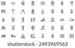 Pottery And Ceramics icons collection is a vector illustration with editable stroke, offering versatility and customization. Perfect for various design needs, it includes high-quality graphics 