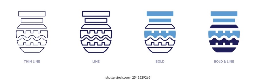 Pottery collection icon in 4 different styles. Thin Line, Line, Bold, and Bold Line. Duotone style. Editable stroke.