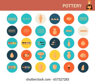 Pottery concept. Flat icons.