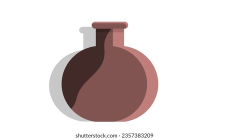 Pottery container, vessel, vintage crockery isolated on white background. Example of home accessories, interior design element. Front view of clay vase. Traditional pottery object made of clay