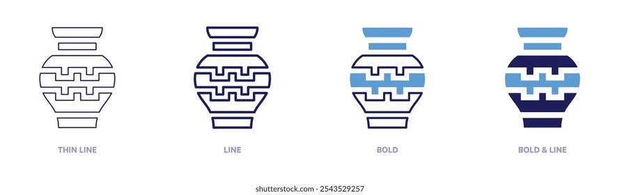 Pottery decoration icon in 4 different styles. Thin Line, Line, Bold, and Bold Line. Duotone style. Editable stroke.