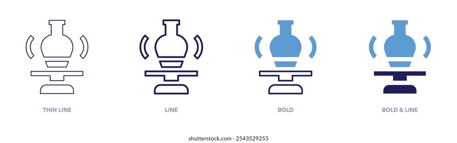 Pottery demonstration icon in 4 different styles. Thin Line, Line, Bold, and Bold Line. Duotone style. Editable stroke.