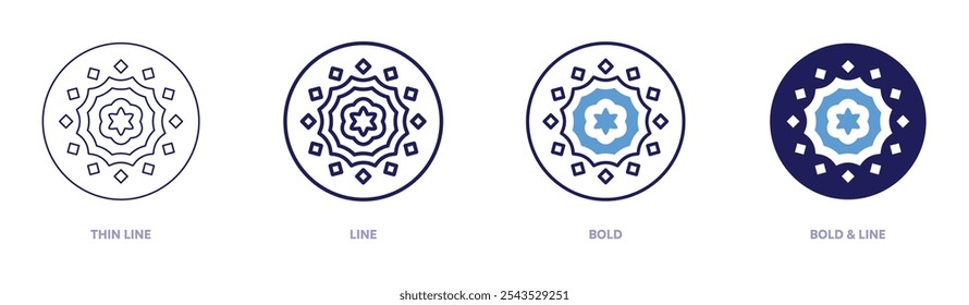 Pottery dish icon in 4 different styles. Thin Line, Line, Bold, and Bold Line. Duotone style. Editable stroke.