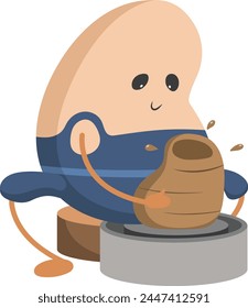 Pottery Doing Sculpting Potato Clipart Vector