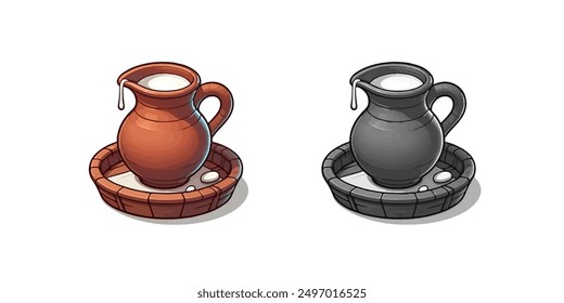 Cerámica rellena de leche blanca, color Vector y gris