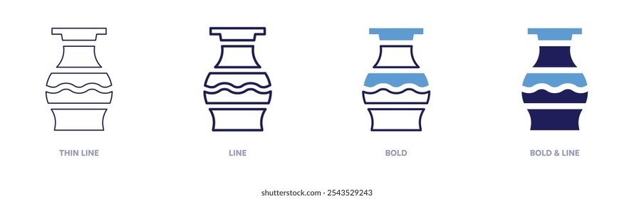 Pottery for garden icon in 4 different styles. Thin Line, Line, Bold, and Bold Line. Duotone style. Editable stroke.
