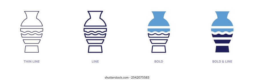 Pottery glazes ideas icon in 4 different styles. Thin Line, Line, Bold, and Bold Line. Duotone style. Editable stroke.