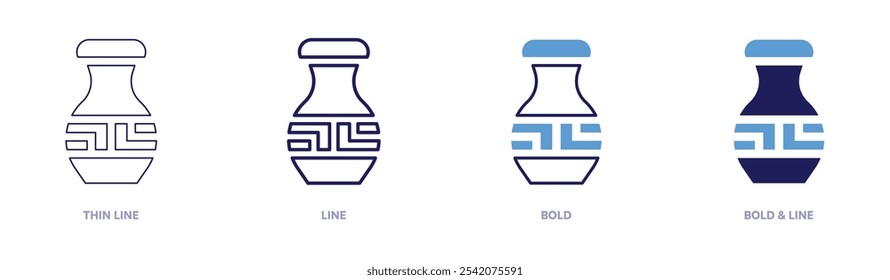 Pottery handles icon in 4 different styles. Thin Line, Line, Bold, and Bold Line. Duotone style. Editable stroke.