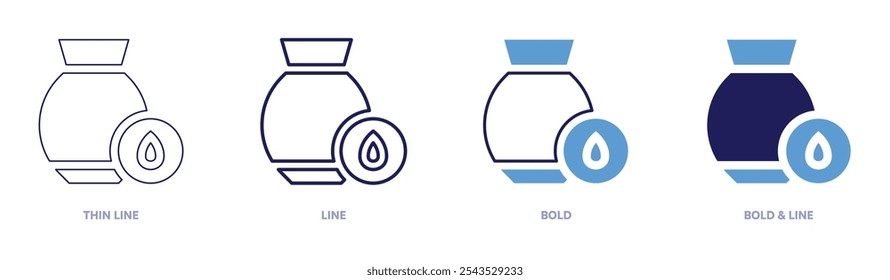 Pottery for home icon in 4 different styles. Thin Line, Line, Bold, and Bold Line. Duotone style. Editable stroke.
