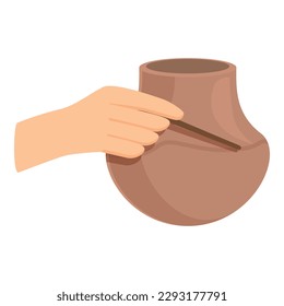 Pottery icon cartoon vector. Art workshop. Clay wheel